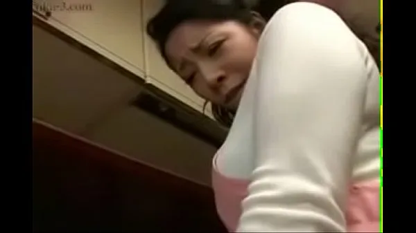 Tüpümün Japanese Wife and Young Boy in Kitchen Fun taze