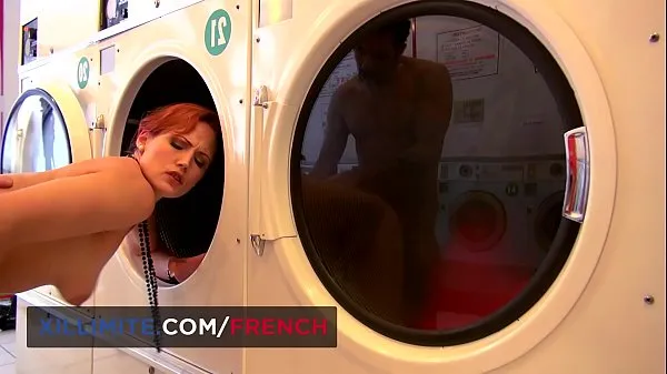 Frisk Laundromat sex with French redhead hot girl min Tube