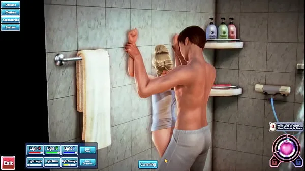 Friss Blonde Bathrobe gets fucked in the shower a csövem