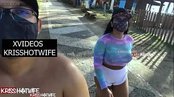 Świeże Kriss Hotwife With Transparent Top Without Bra Taking A Morning Walk On The Beach mojej tubie