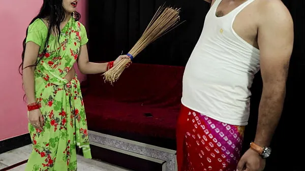 Segar punish up with a broom, then fucked by tenant. In clear Hindi voice Tiub saya