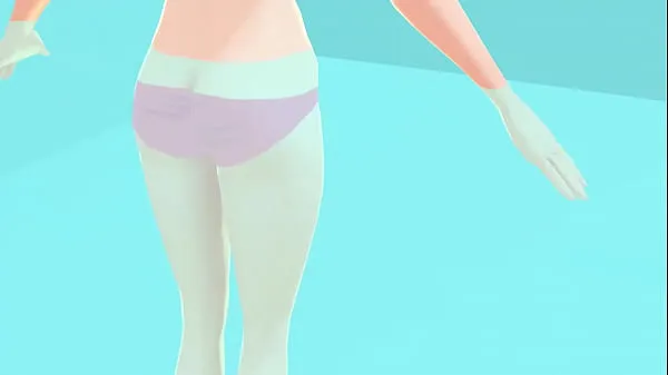 Segar Toyota's anime girl shakes big breasts in a pink bikini Tube saya