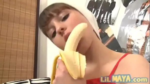 Frisk Teen food fetish slut fucks banana - Lil Maya min Tube