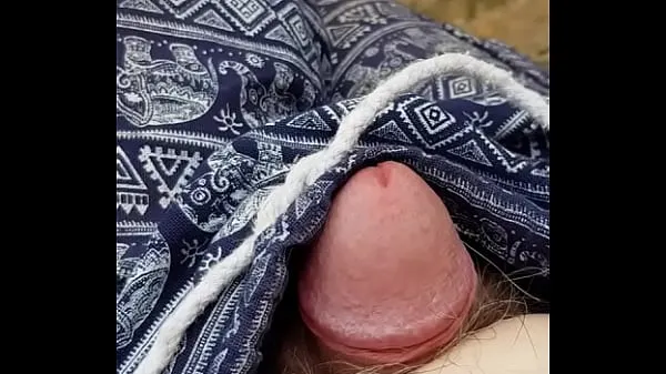 新鲜Beautiful silky cock swelling and pulsing in beach shorts我的管子