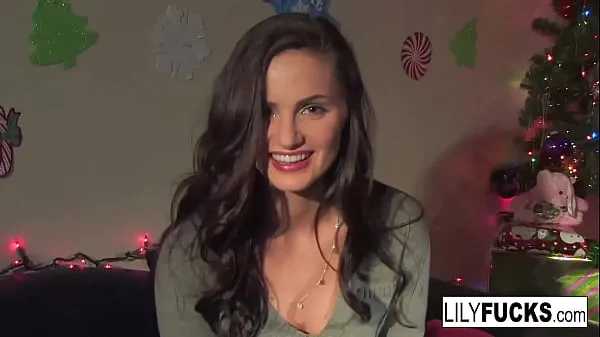 Fresh Lily tells us her horny Christmas wishes before satisfying herself in both holes my Tube