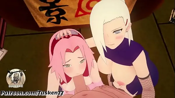 新鲜NARUTO 3D HENTAI: Kunoichi Sluts Ino & Sakura thanking their hero Naruto我的管子
